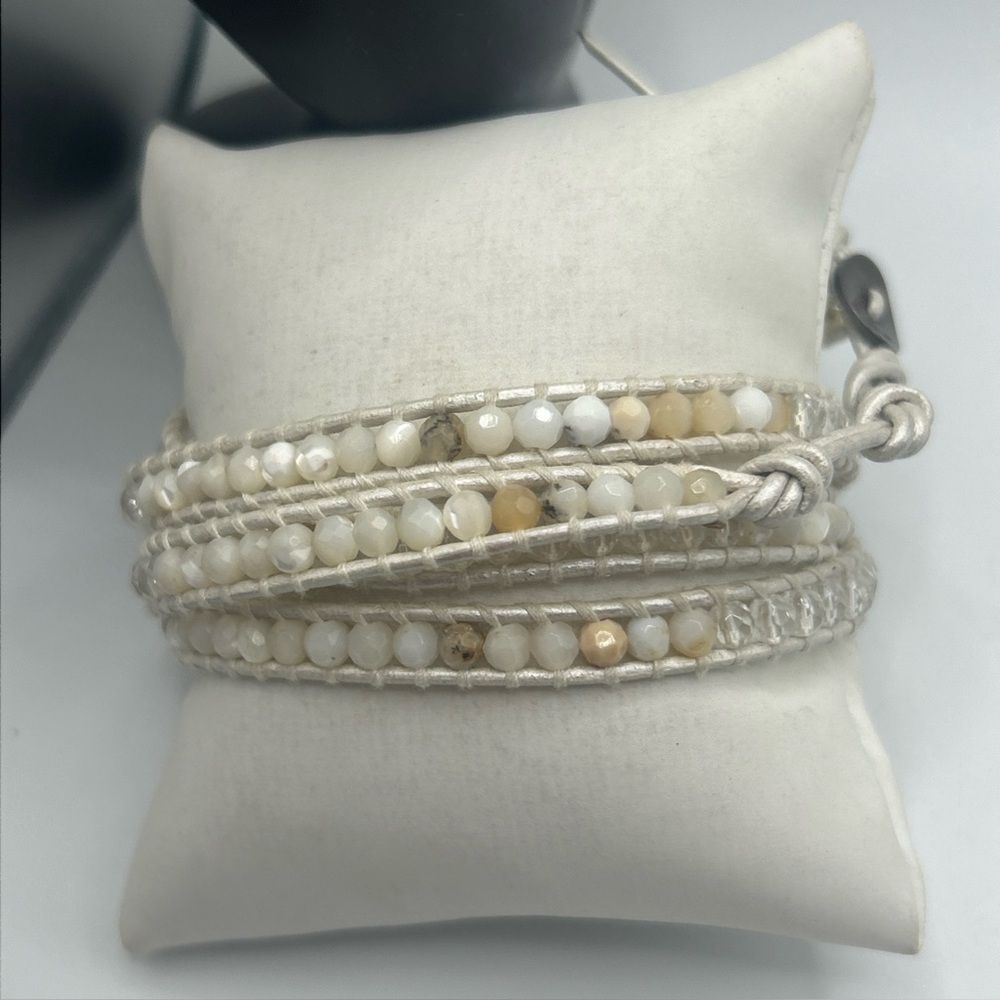 Vintage Chan Luu Leather Wrap Bracelet Crystal , Gemstone Signed